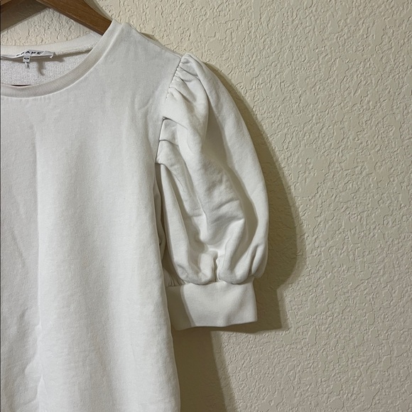 Frame Frankie Short Puff Sleeve Sweatshirt Off White Women’s M - Picture 3 of 6